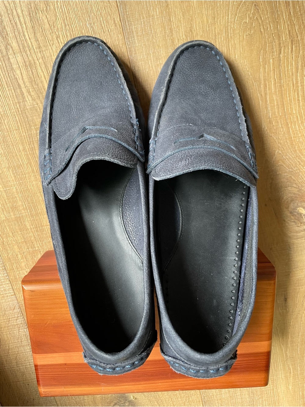 Cole Haan Suede Penny Loafers in soft Blue/Grey Suede
